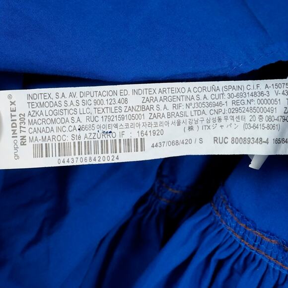 Zara Cobalt Blue Mini Dress Sz S Balloon Sleeves Tiered Ruffle - Picture 11 of 15